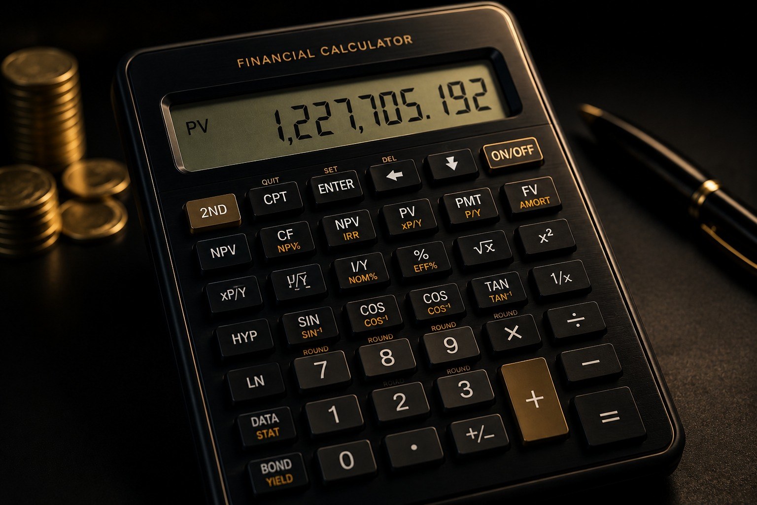 Financial calculator on a working desk